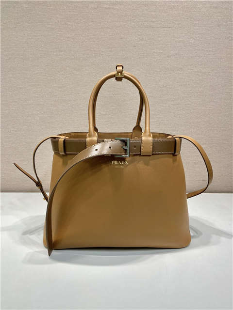 Prada Buckle Large Leather Handbag With Belt 1BA416 Caramel-1.jpg