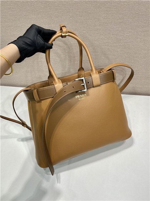 Prada Buckle Large Leather Handbag With Belt 1BA416 Caramel-2.jpg