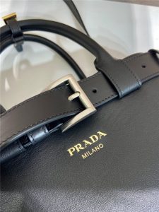 Prada Buckle Medium Leather Handbag With Belt 1BA434 Black-7.jpg