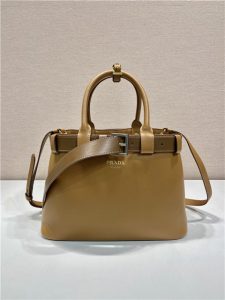 Prada Buckle Medium Leather Handbag With Belt 1BA434 Caramel-1.jpg