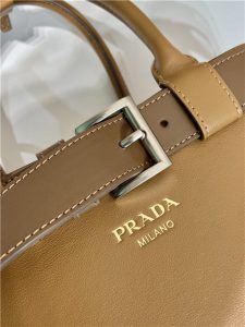 Prada Buckle Medium Leather Handbag With Belt 1BA434 Caramel-7.jpg