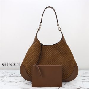 Gucci B Medium Shoulder Bag 815924 Brown Suede-1.jpg