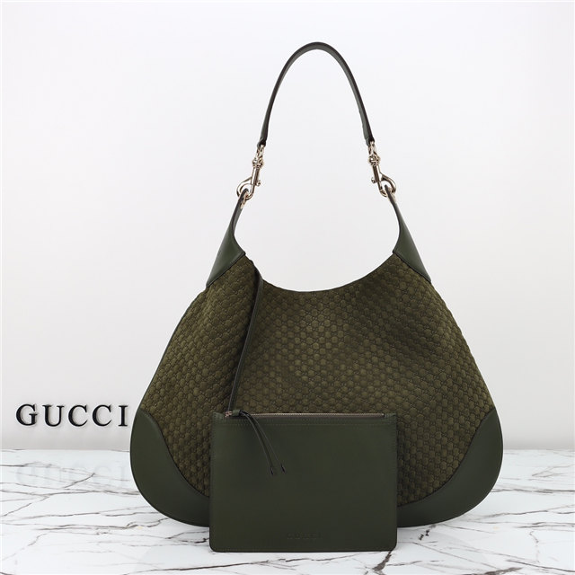 Gucci B Medium Shoulder Bag 815924 Green Suede