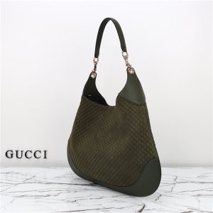 Gucci B Medium Shoulder Bag 815924 Green Suede-2.jpg