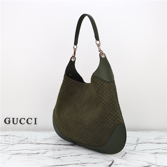 Gucci B Medium Shoulder Bag 815924 Green Suede-2.jpg