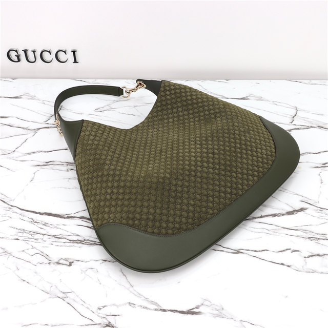 Gucci B Medium Shoulder Bag 815924 Green Suede-4.jpg