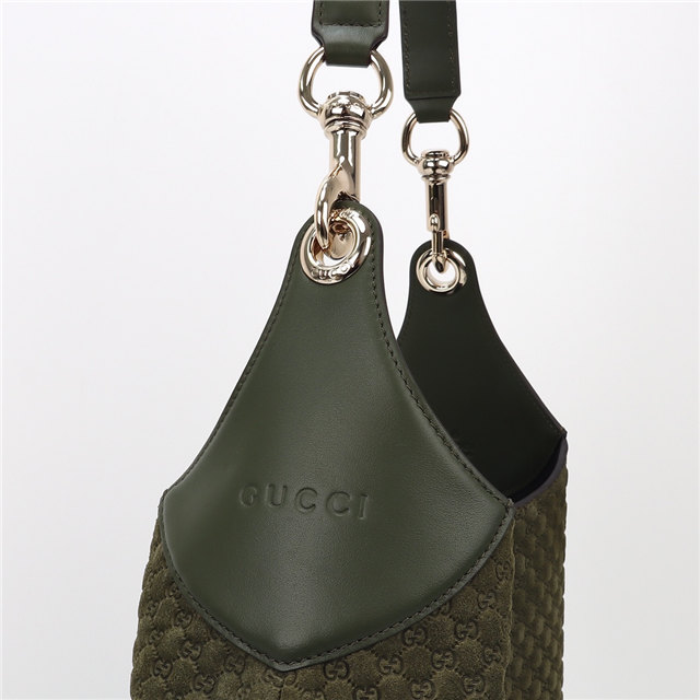 Gucci B Medium Shoulder Bag 815924 Green Suede-5.jpg