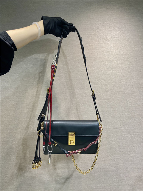 Prada Soft Sound Small Leather Shoulder Bag 1BD379 Black