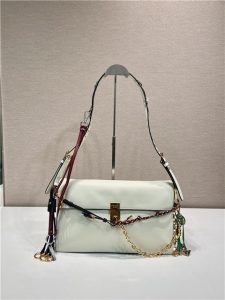 Prada Soft Sound large leather shoulder bag 1BD378 White-2.jpg