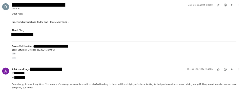 AAA Purse Verified Customer Review 11