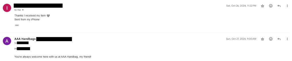 AAA Purse Verified Customer Review 12