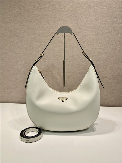 Prada Arque Large Leather Shoulder Bag 1BC212 White