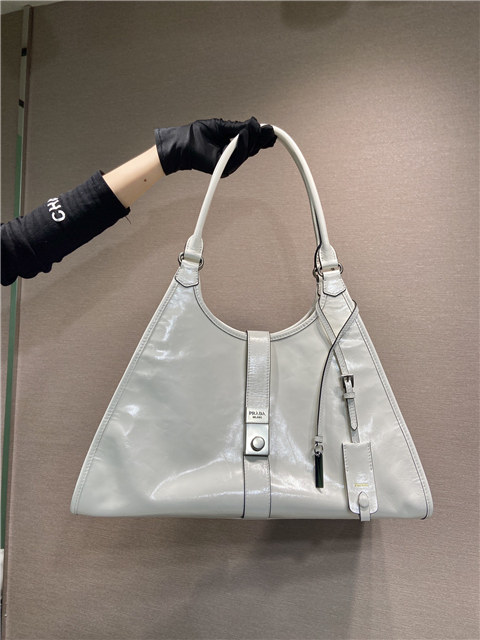 Prada Large Leather Tote Bag 1BG570 White