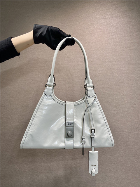 Prada Medium Leather Tote Bag 1BG563 White