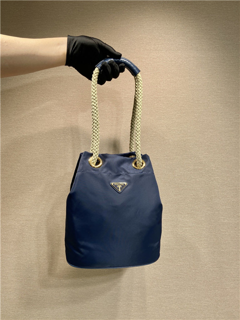 Prada Mariner Re-Nylon Small Bucket Bag 1BE082 Baltic Blue
