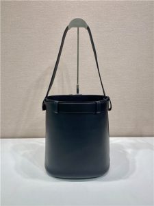 Prada Buckle Leather Bucket Bag With Belt 1BE085 Black-6.jpg