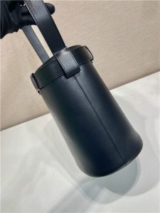 Prada Buckle Leather Bucket Bag With Belt 1BE085 Black-7.jpg