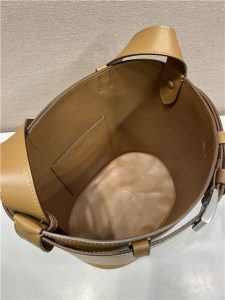 Prada Buckle Leather Bucket Bag With Belt 1BE085 Caramel-11.jpg