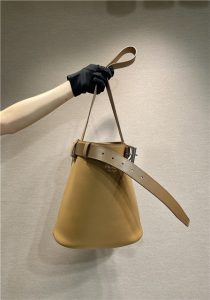 Prada Buckle Leather Bucket Bag With Belt 1BE085 Caramel-2.jpg