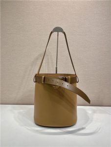 Prada Buckle Leather Bucket Bag With Belt 1BE085 Caramel-3.jpg