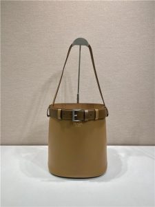 Prada Buckle Leather Bucket Bag With Belt 1BE085 Caramel-4.jpg
