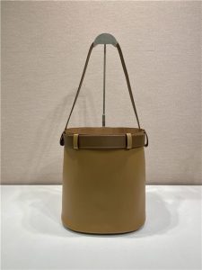 Prada Buckle Leather Bucket Bag With Belt 1BE085 Caramel-7.jpg