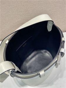 Prada Buckle Leather Bucket Bag With Belt 1BE085 White-11.jpg