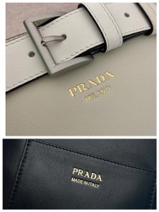 Prada Buckle Leather Bucket Bag With Belt 1BE085 White-12.jpg