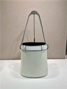 Prada Buckle Leather Bucket Bag With Belt 1BE085 White-7.jpg