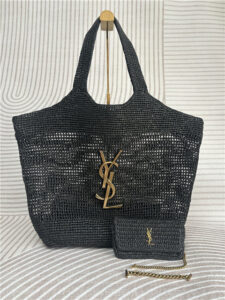 YSL Icare Maxi Shopping Bag 772191 Black Raffia-1.jpg