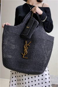 YSL Icare Maxi Shopping Bag 772191 Black Raffia-10.jpg