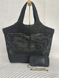 YSL Icare Maxi Shopping Bag 772191 Black Raffia-2.jpg