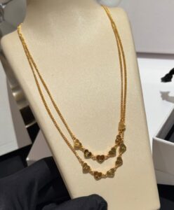 Celine Womens Double Necklace in Brass With Gold Finish Golden-3.jpg