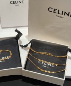 Celine Womens Double Necklace in Brass With Gold Finish Golden-4.jpg