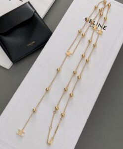 Celine Womens Triomphe Folk Beads Sautoir In Brass With Gold Finish Golden-3.jpg