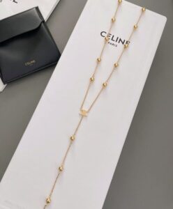 Celine Womens Triomphe Folk Beads Sautoir In Brass With Gold Finish Golden-6.jpg