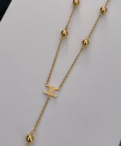 Celine Womens Triomphe Folk Beads Sautoir In Brass With Gold Finish Golden-7.jpg