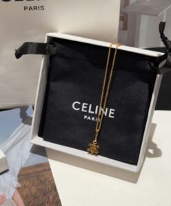 Celine Womens Triomphe Solitaire Necklace In Brass With Gold Finish Golden-3.jpg