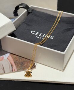 Celine Womens Triomphe Solitaire Necklace In Brass With Gold Finish Golden-4.jpg