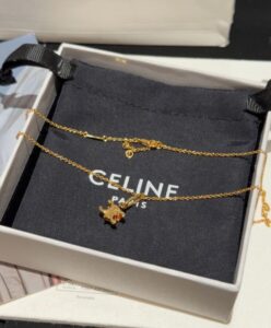 Celine Womens Triomphe Solitaire Necklace In Brass With Gold Finish Golden-5.jpg