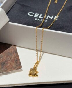 Celine Womens Triomphe Solitaire Necklace In Brass With Gold Finish Golden-6.jpg