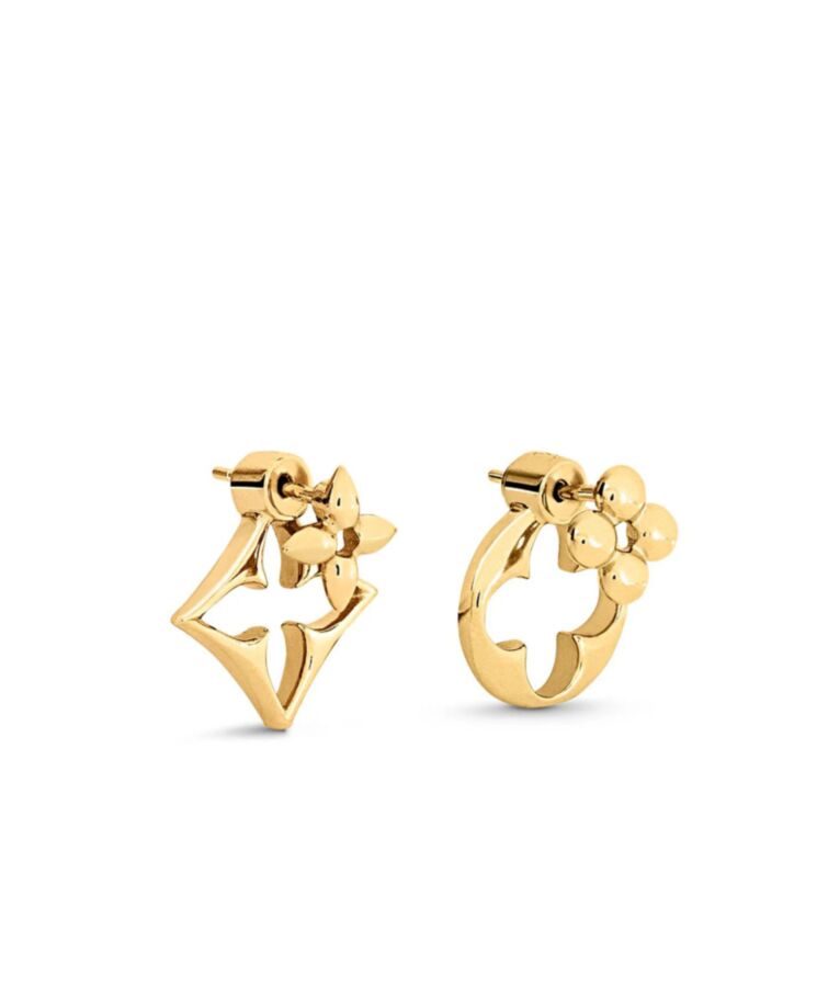 Louis Vuitton Womens LV Flowergram Earrings Golden