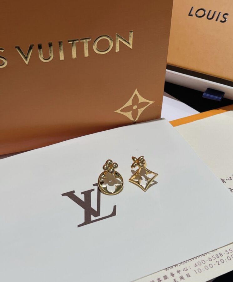 Louis Vuitton Womens LV Flowergram Earrings Golden-2.jpg