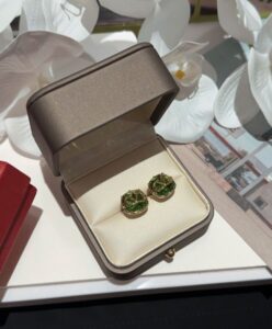 Valentino Womens V Logo Signed Swarovski Earrings Green-3.jpg