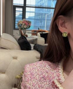 Valentino Womens V Logo Signed Swarovski Earrings Green-7.jpg