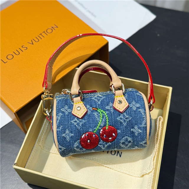 LV x TM Micro Speedy Denim Cerise Bag Charm M02535