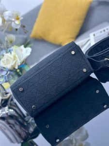 Dior Medium Lady D-lite Bag Black Cannage Embroidery-4