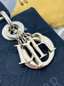 Dior Medium Lady D-lite Bag Black Cannage Embroidery-6