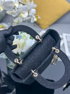 Dior Medium Lady D-lite Bag Black Cannage Embroidery-7
