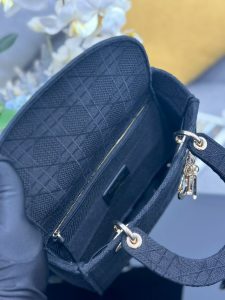 Dior Medium Lady D-lite Bag Black Cannage Embroidery-8
